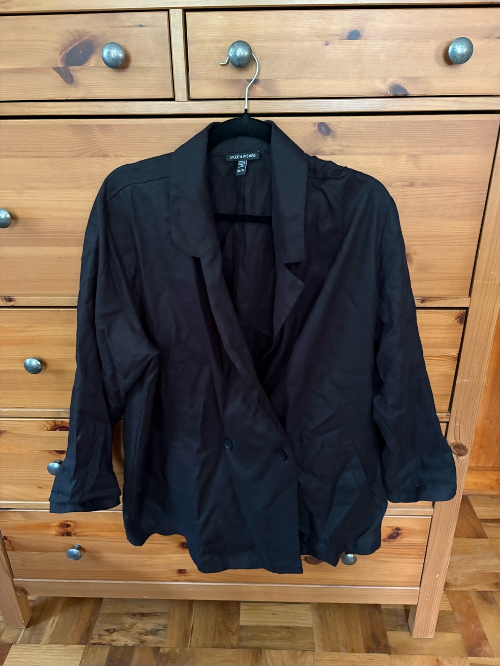 Eileen Fisher Black Relaxed Double-Breasted Blazer